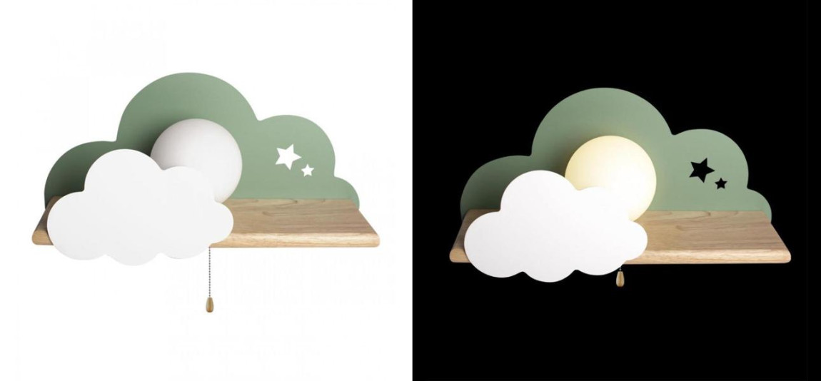 Бра с полкой зелёное Облако Wall Lamp Green Cloud
