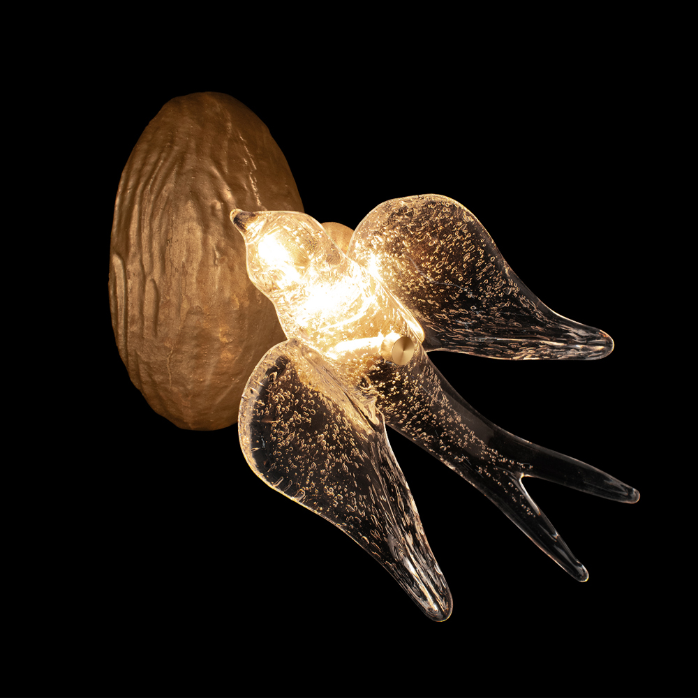 Бра с прозрачной стеклянной фигуркой птички Serip Voa