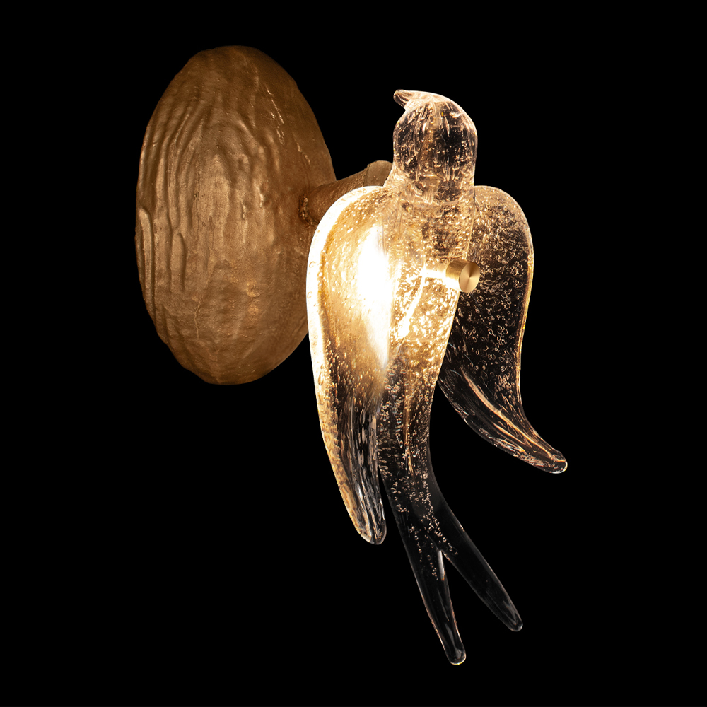 Бра с прозрачной стеклянной фигуркой птички Serip Voa