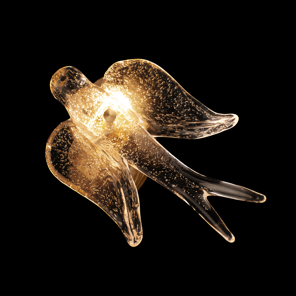 Бра с прозрачной стеклянной фигуркой птички Serip Voa