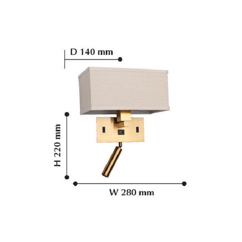 Бра с прямоугольным абажуром и поворотным спотом Trumpet