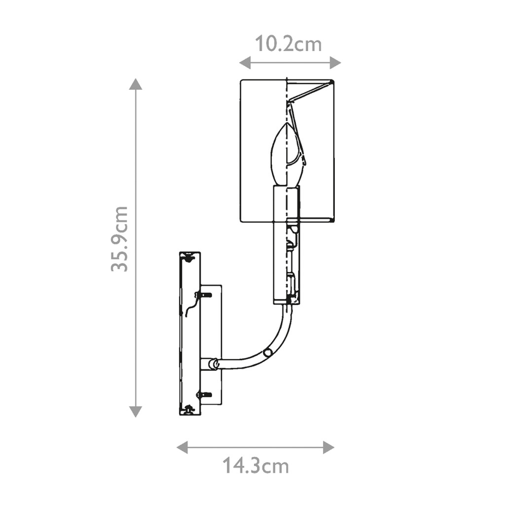 Бра с прямоугольным основанием цвета хром и белым цилиндрическим льняным абажуром Feiss