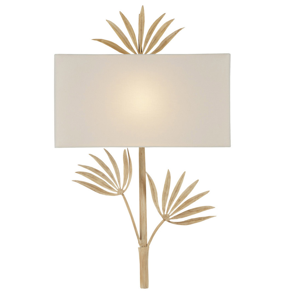 Бра с прямоугольным тканевым абажуром и каркасом в виде листьев бамбука Graceful Bamboo Branch