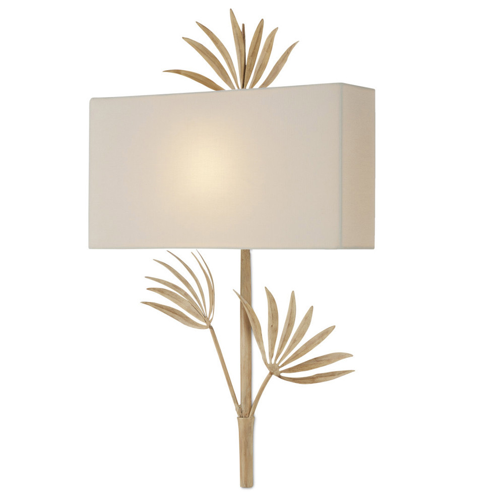 Бра с прямоугольным тканевым абажуром и каркасом в виде листьев бамбука Graceful Bamboo Branch