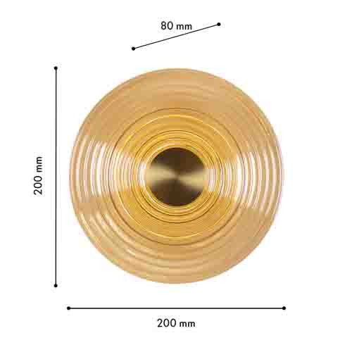 Бра с рельефным круглым плафоном янтарного цвета Savio Glass Disc Light
