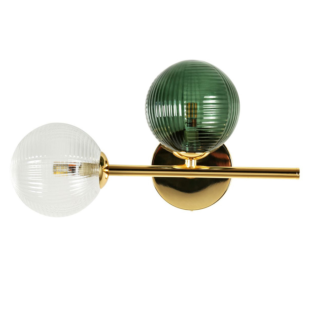 Бра с рифлёными шарообразными плафонами прозрачного и зелёного цвета Bolle Multi Color hanging lamp