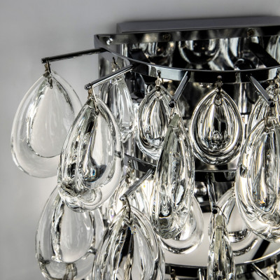Бра с хрустальными подвесками в виде капель Antoine Crystal Drops Chrome Wall Lamp