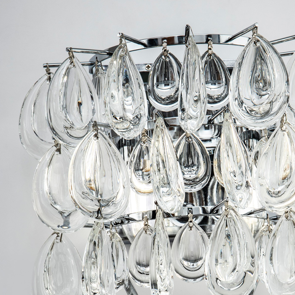 Бра с хрустальными подвесками в виде капель Antoine Crystal Drops Chrome Wall Lamp