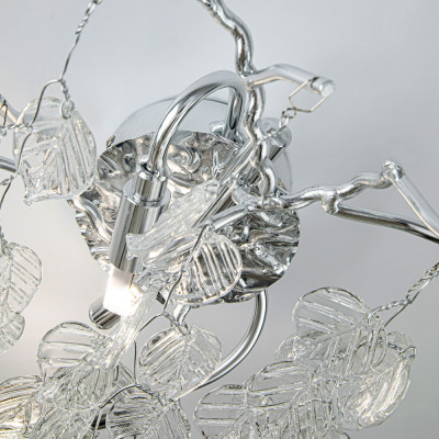 Бра с хрустальными подвесками в виде листьев Fairytree Leaves Silver Wall Lamp