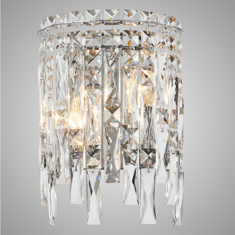Бра с хрустальными подвесками прозрачного цвета Хром Ludivine Lighting
