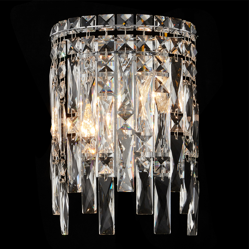 Бра с хрустальными подвесками прозрачного цвета Хром Ludivine Lighting