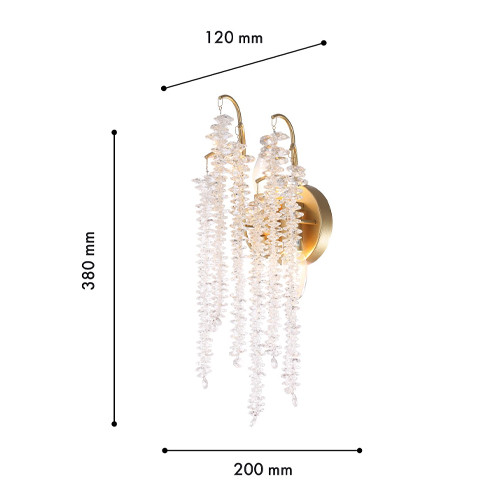 Бра с хрустальными прозрачными подвесками и круглым основанием золотого цвета FAIRYTREE Light