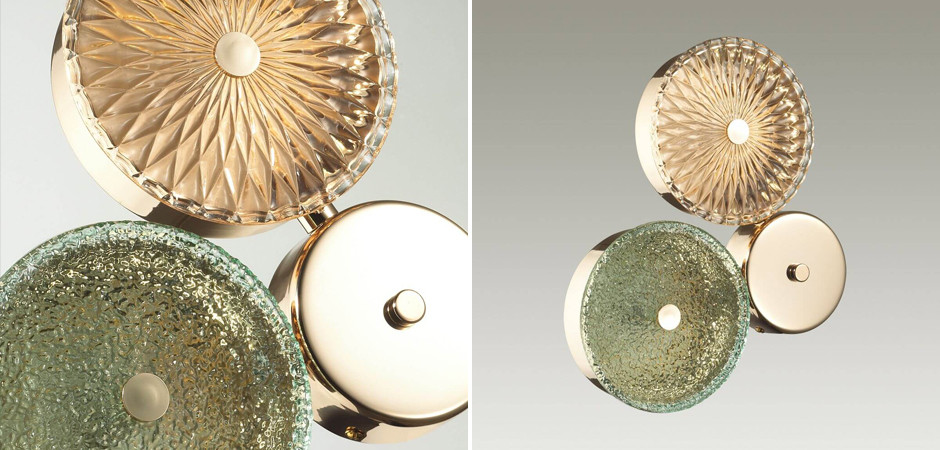 Бра с цветным рельефным стеклом Glass Peonies Золото