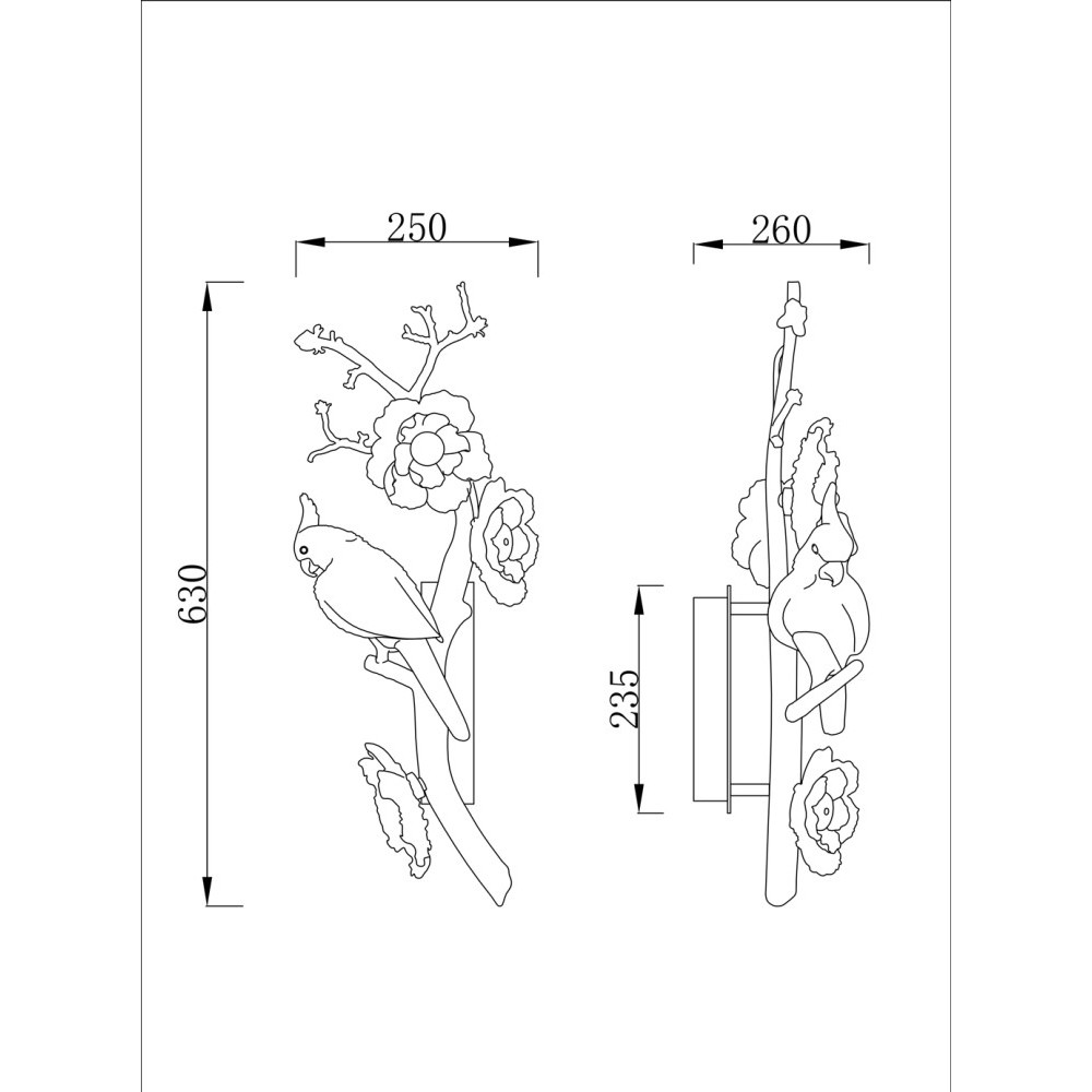 Бра с цветочным декором и птичкой Miscellaneous herbs