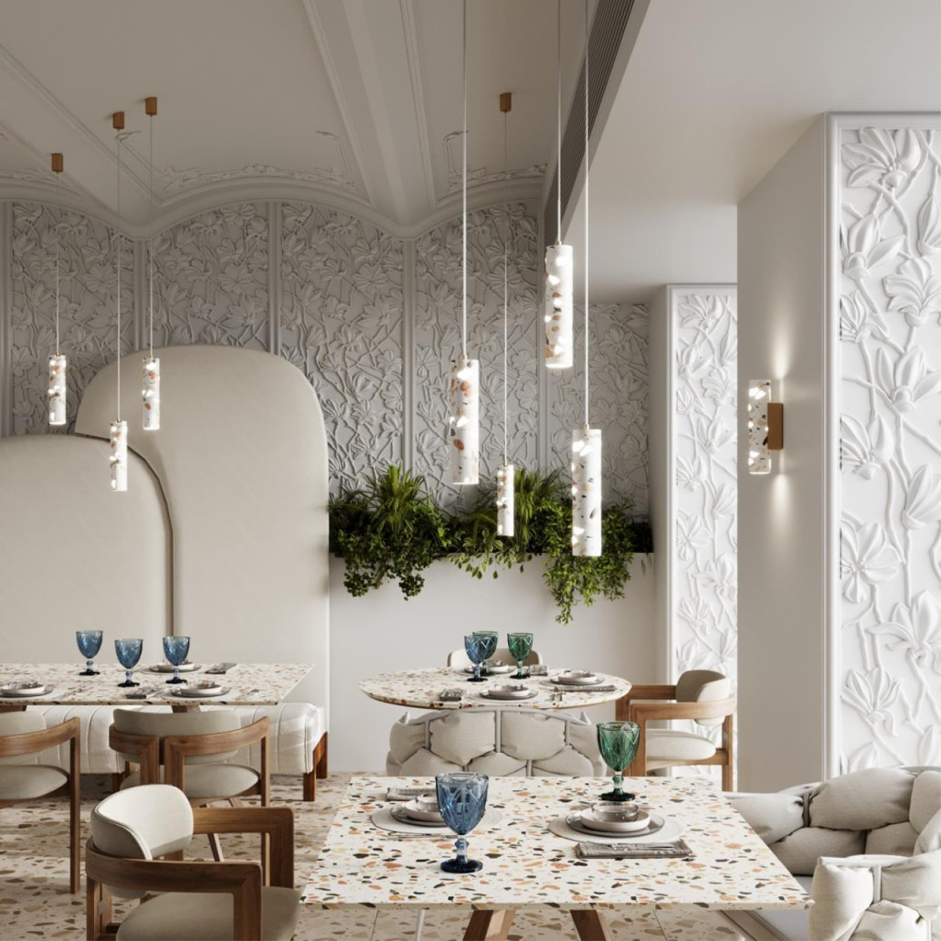 Бра с цилиндрическим белым бетонным плафоном Terrazzo Light