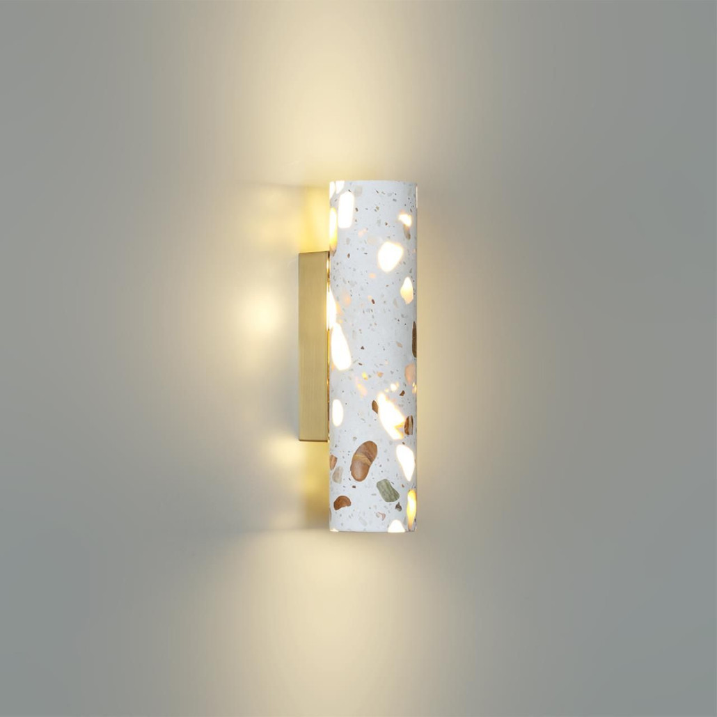 Бра с цилиндрическим белым бетонным плафоном Terrazzo Light