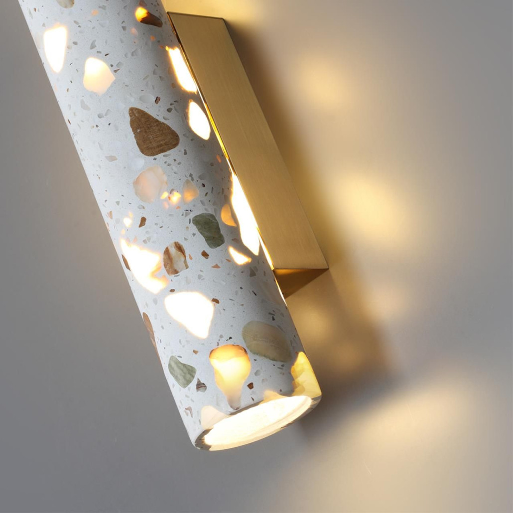 Бра с цилиндрическим белым бетонным плафоном Terrazzo Light