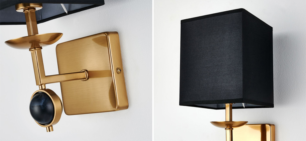 Бра с черным плафоном и декором под мрамор QUATRO