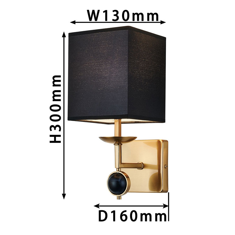 Бра с черным плафоном и декором под мрамор QUATRO