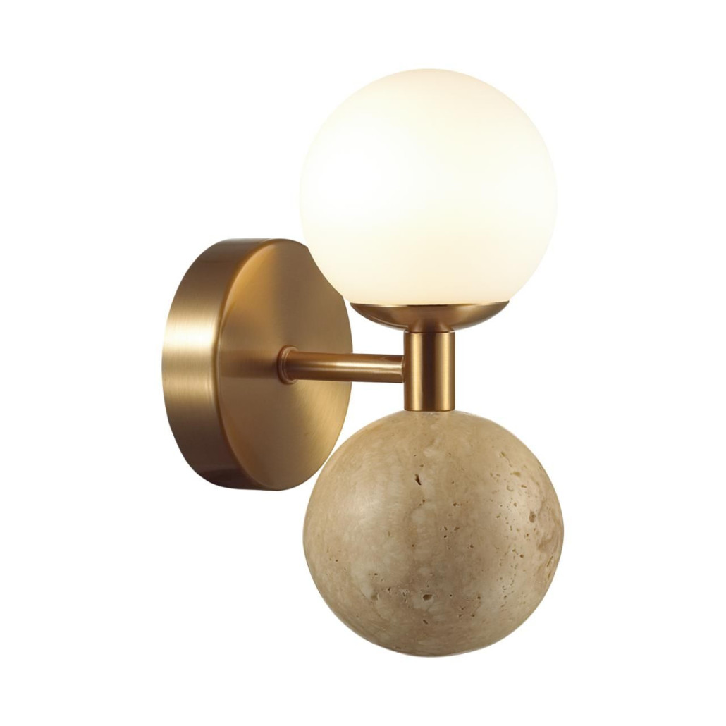 Бра с шарообразным матовым плафоном и шаром из камня на металлическом основании Orb Essence