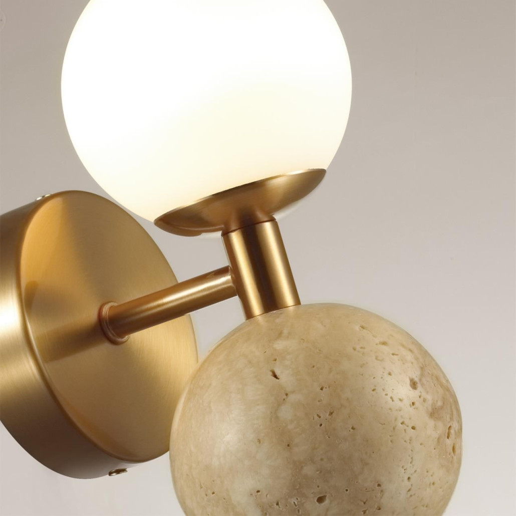Бра с шарообразным матовым плафоном и шаром из камня на металлическом основании Orb Essence