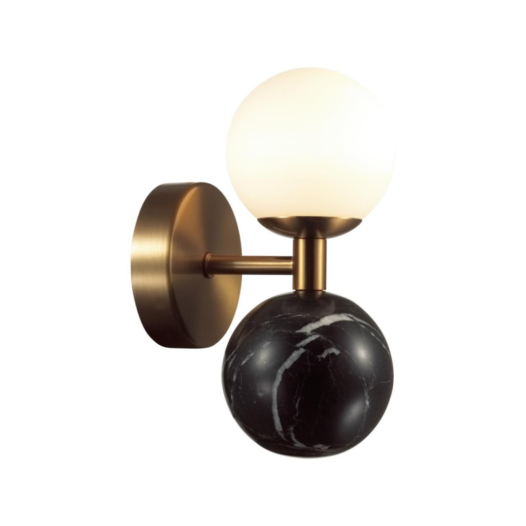 Бра с шарообразным матовым плафоном и шаром из камня на металлическом основании Orb Essence