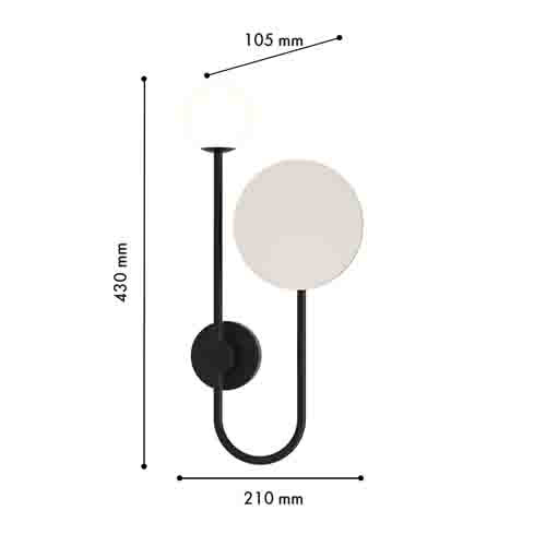 Бра с шарообразным плафоном и зеркальным круглым элементом Lunar Echo