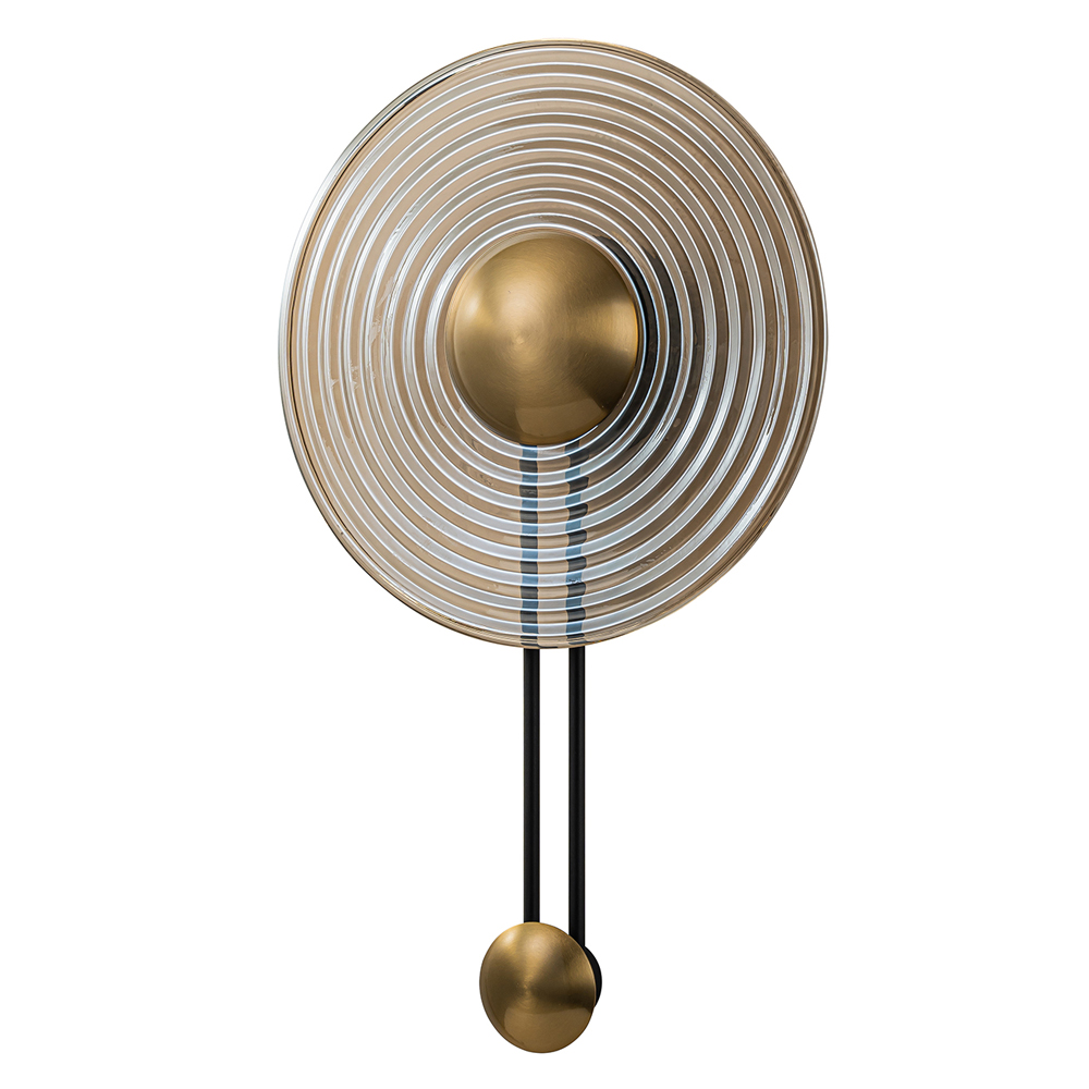 Бра с янтарным стеклянным диском и золотистыми акцентами Savio Glass Disc