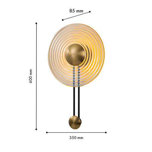 Бра с янтарным стеклянным диском и золотистыми акцентами Savio Glass Disc