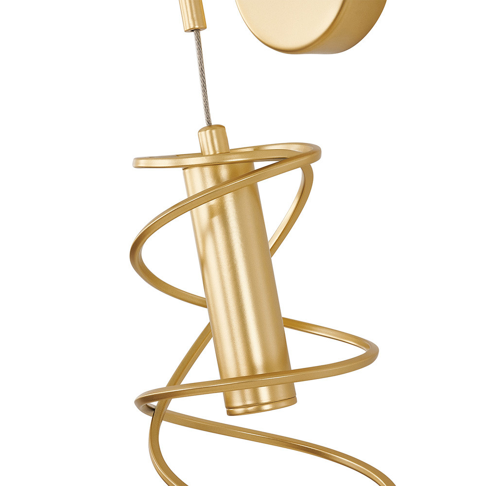 Бра светодиодное из металла со спиральным декоративным элементом золотое Metal Spiral