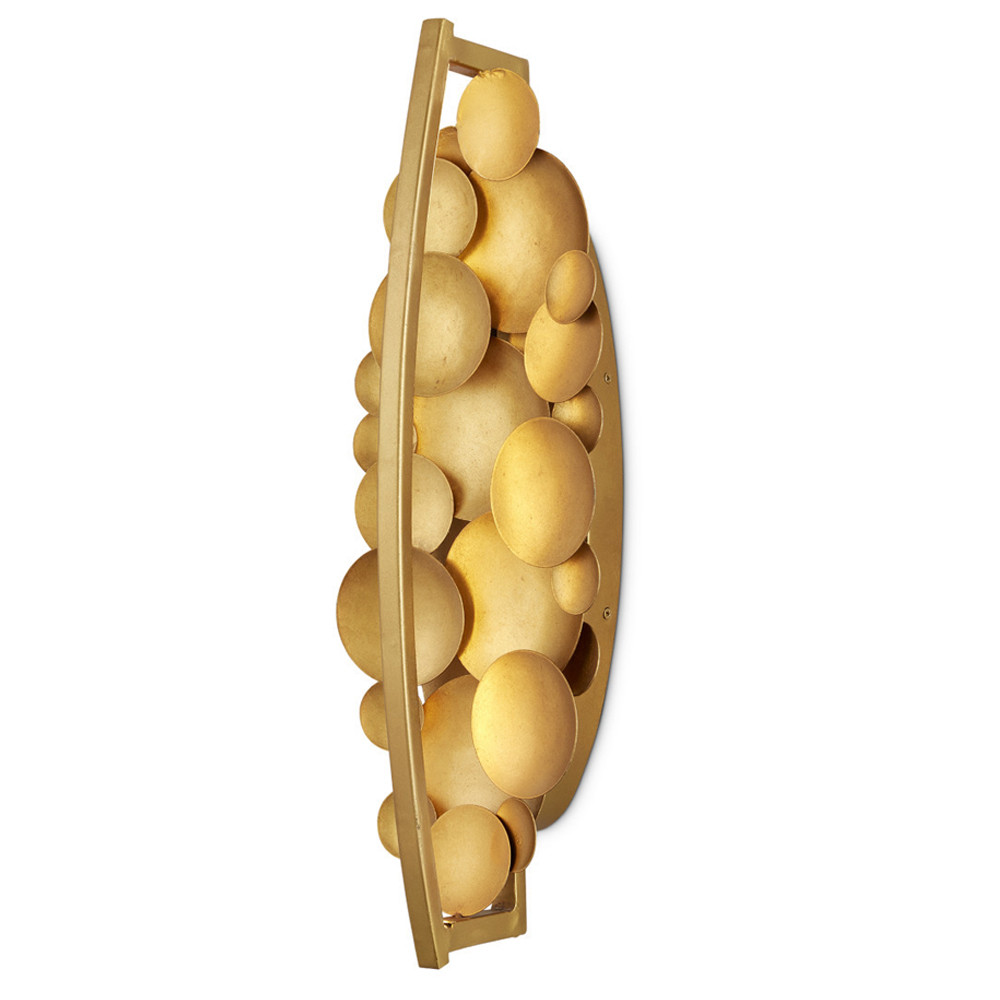 Бра светодиодное из многослойных золотых дисков Metal Disc Chandelier