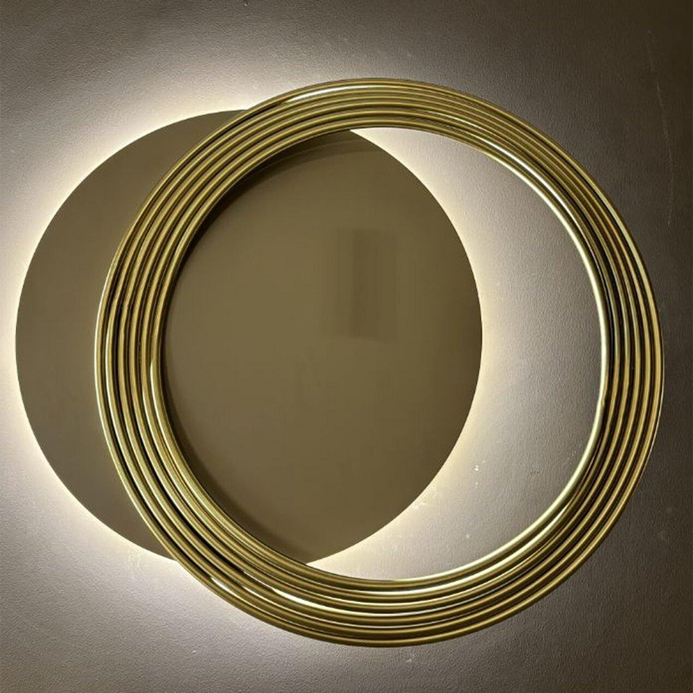 Бра светодиодное круглое в матовых оттенках коричневого и золотого цвета Kosmikos