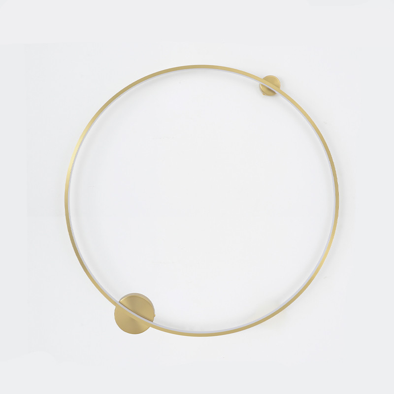 Бра светодиодное круглой формы с рамкой цвета латунь Ring Horizontal