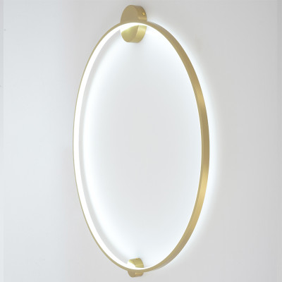 Бра светодиодное круглой формы с рамкой цвета латунь Ring Horizontal