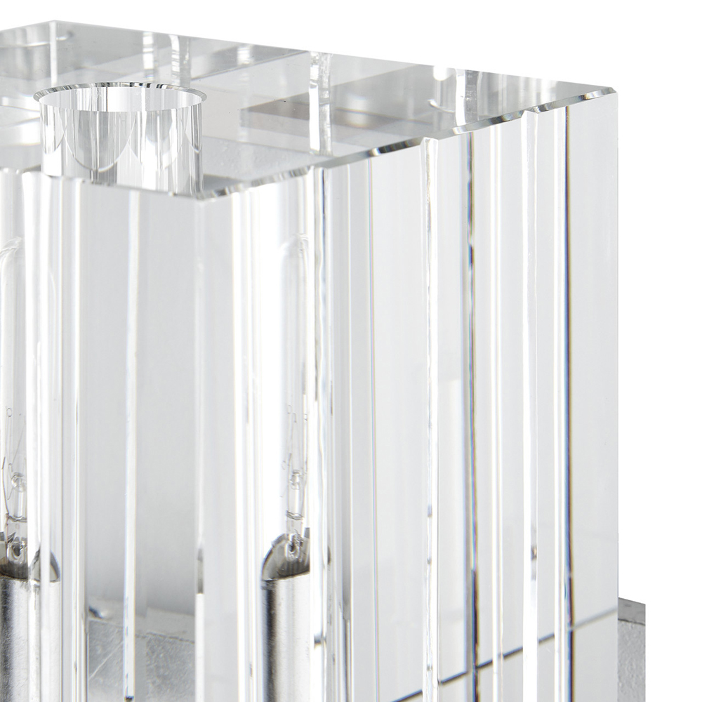 Бра серебряное с фактурным прозрачным абажуром Optical Crystal
