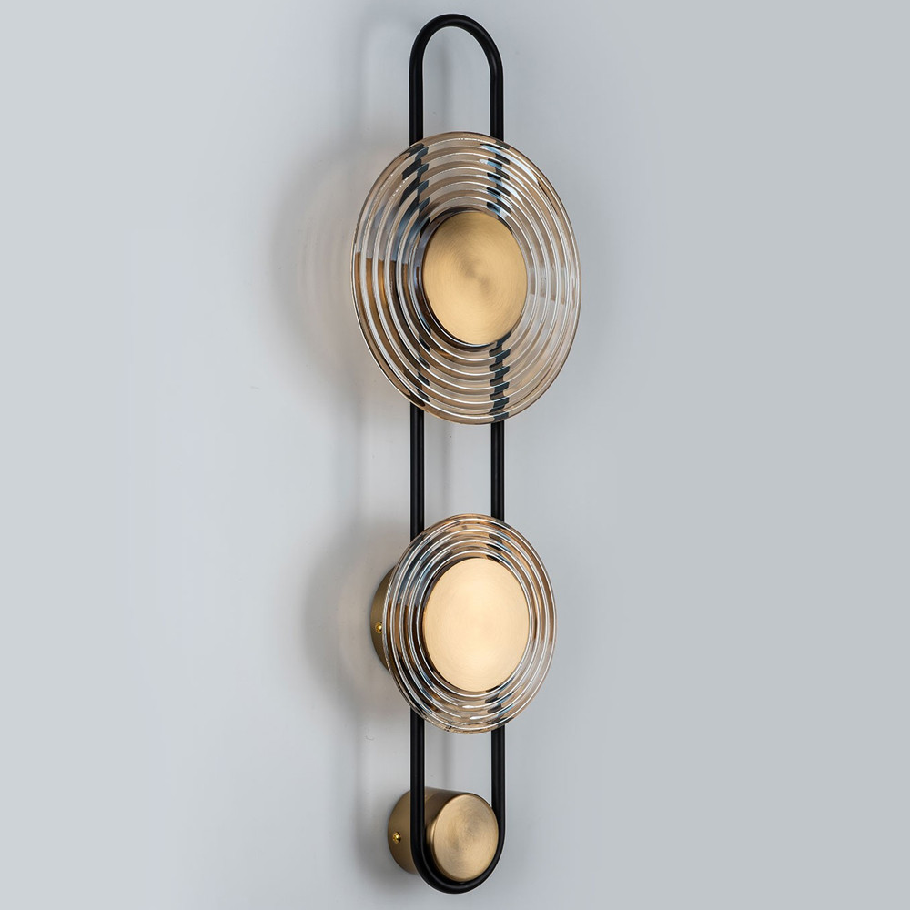 Бра со стеклянными плафонами в форме дисков Savio Brown Glass Disc Light