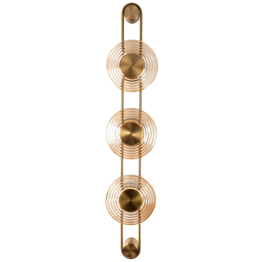 Бра со стеклянными плафонами в форме дисков Savio Brown Glass Trio Disc Light