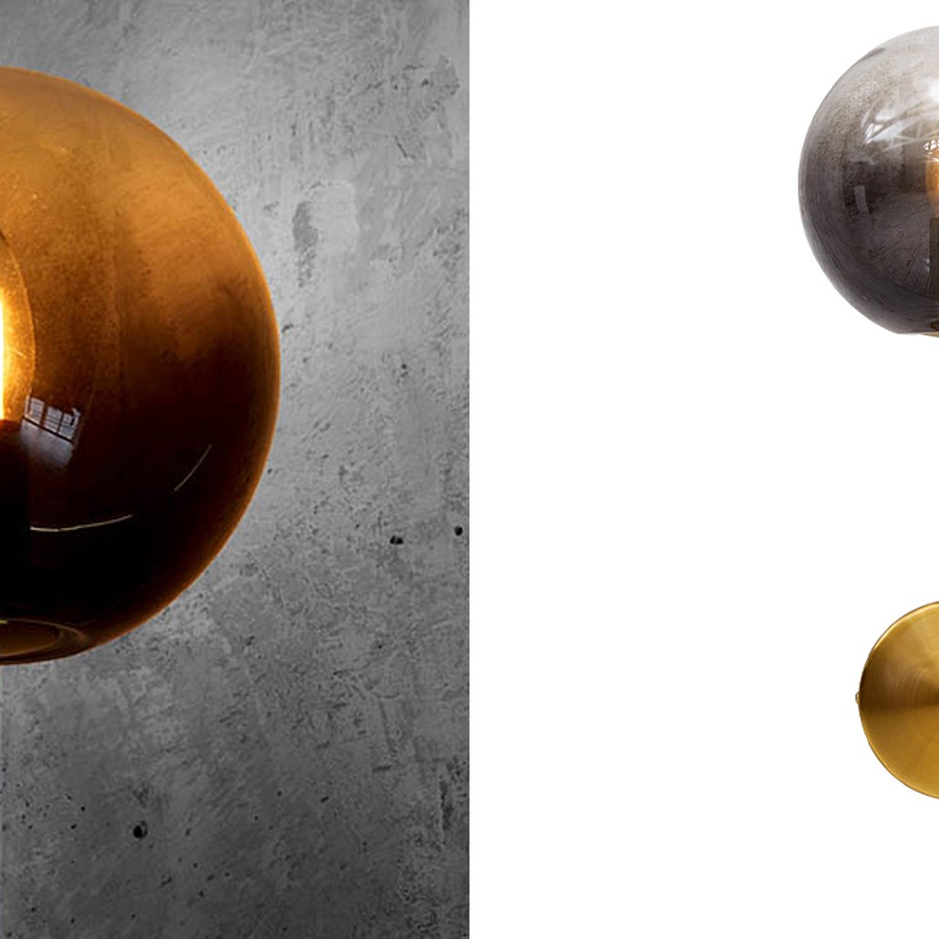 Бра стеклянный плафон шар Urmila Wall Lamp Серое стекло