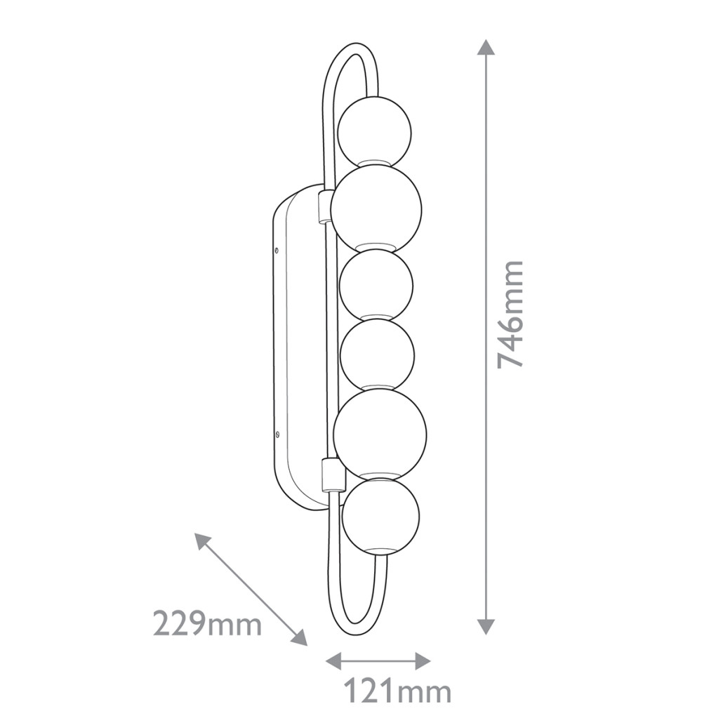 Бра цвета латунь с 6-ю рифлеными плафонами шаровидной формы Alora
