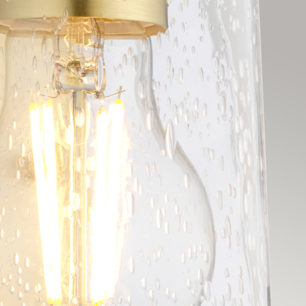 Бра цвета латунь с прозрачным цилиндрическим плафоном из пузырчатого стекла Kichler