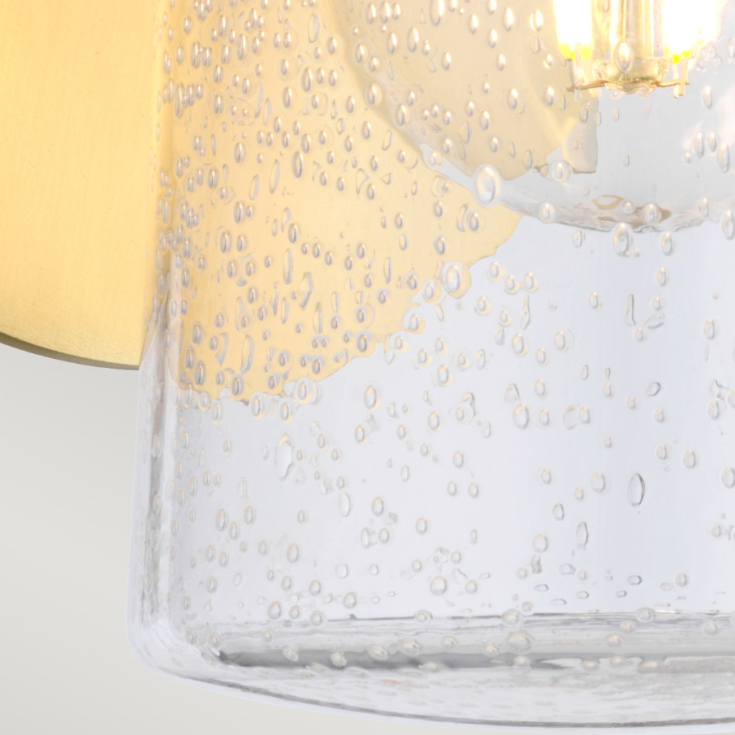 Бра цвета латунь с прозрачным цилиндрическим плафоном из пузырчатого стекла Kichler