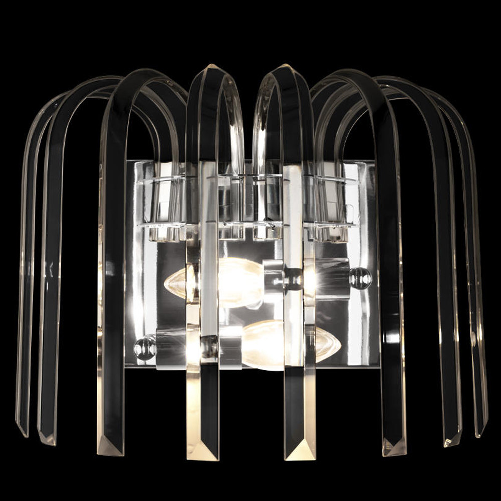 Бра цвета никель с изогнутыми хрустальными элементами Radiant Ribbons