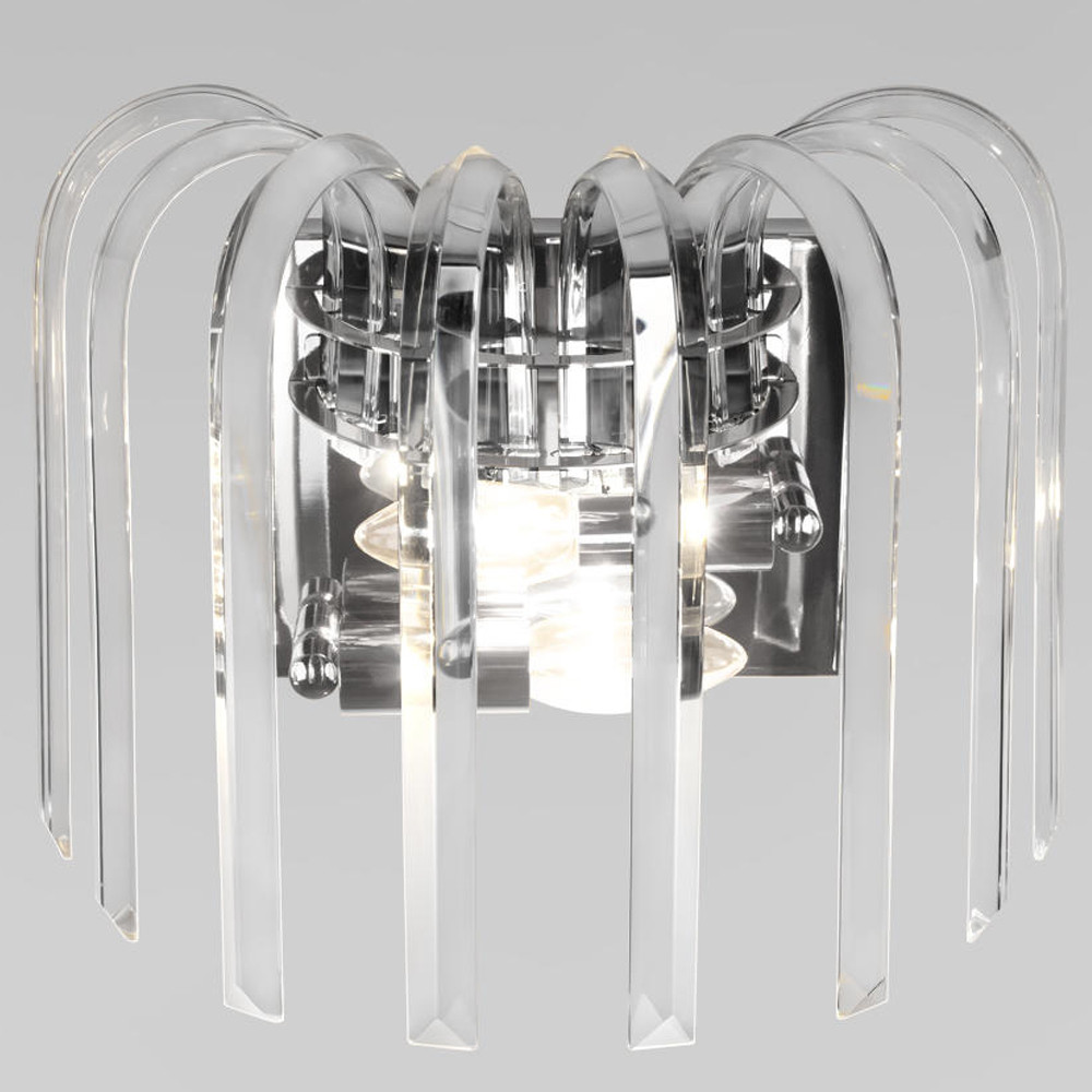 Бра цвета никель с изогнутыми хрустальными элементами Radiant Ribbons