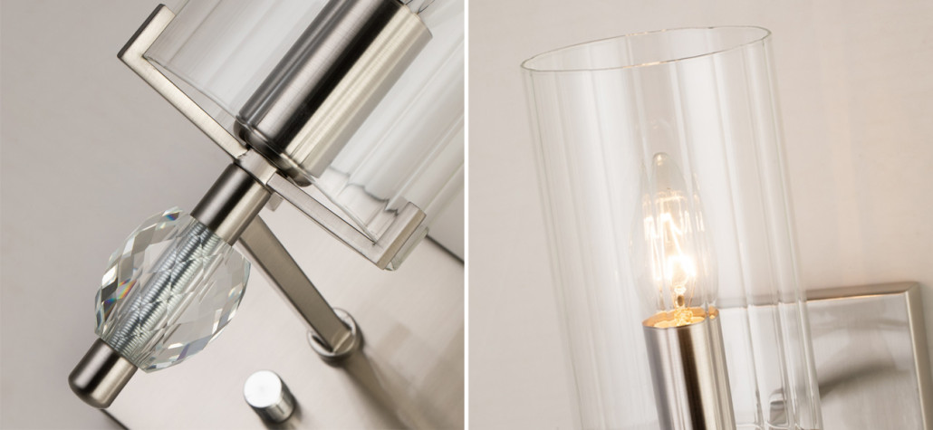 Бра цвета никель с прозрачным плафоном Verge