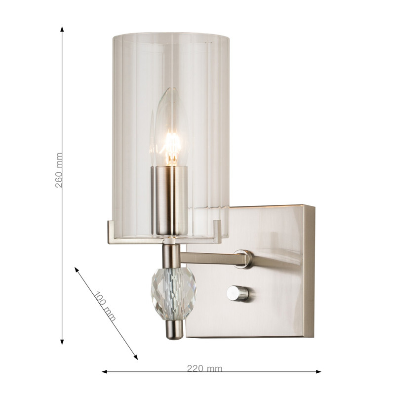 Бра цвета никель с прозрачным плафоном Verge