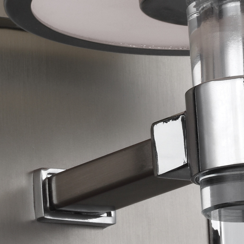 Бра цвета хром с белым цилиндрическим стеклянным плафоном Feiss