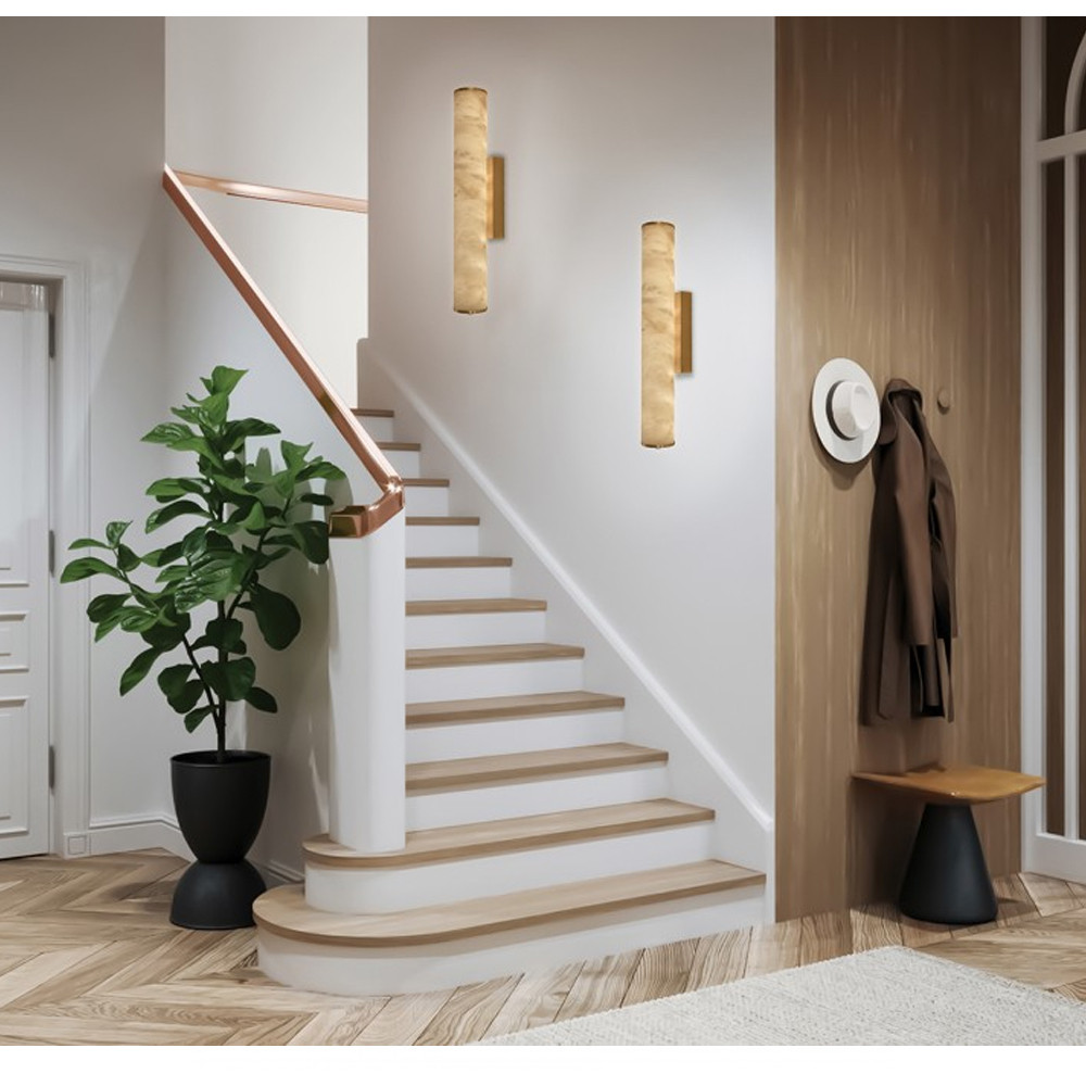 Бра цилиндрической формы из натурального алебастра Calcite Geometry