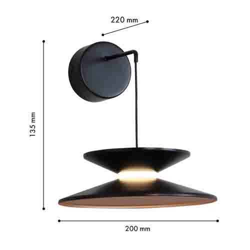 Бра черного цвета с двойным абажуром в форме конусов Obsidian Touch