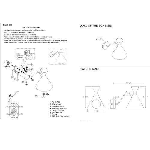 Бра черного цвета с конусообразным плафоном на золотом основании Loft Metal
