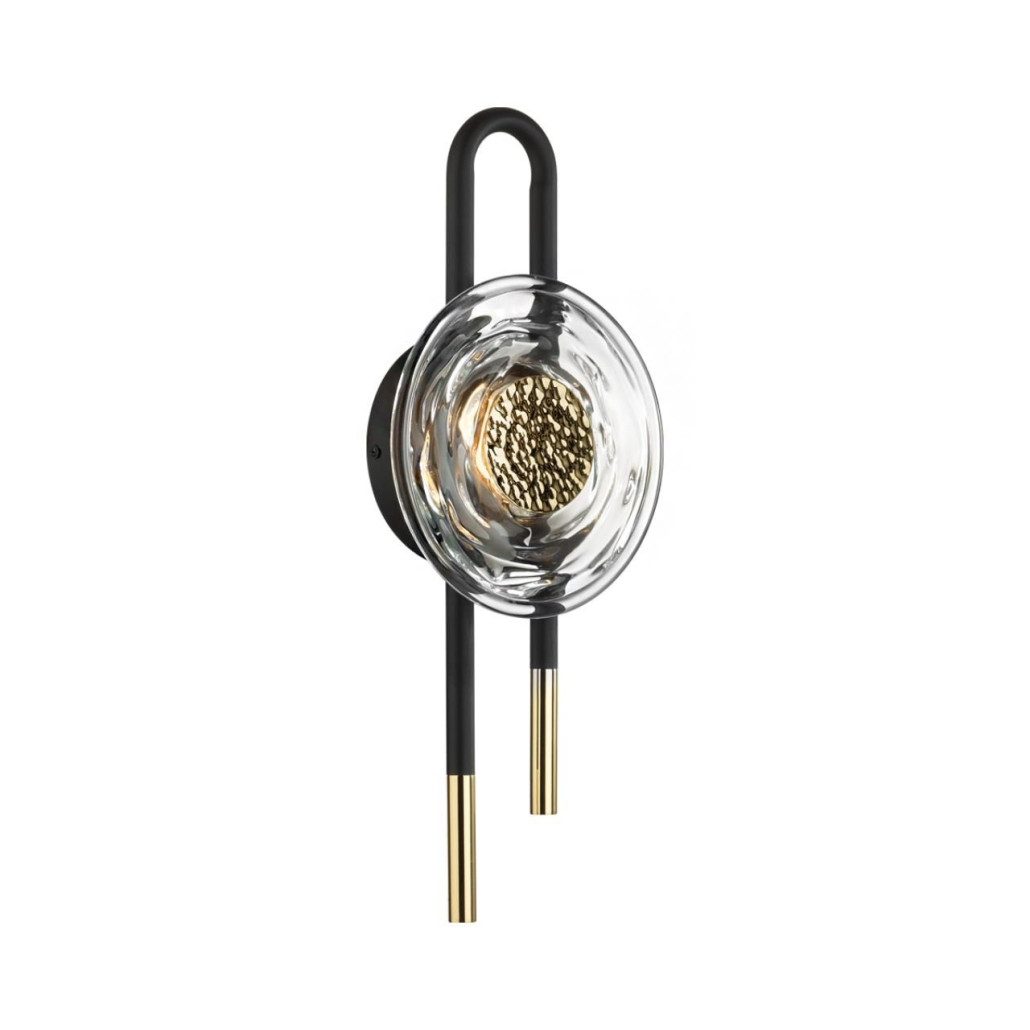 Бра черного цвета с круглым прозрачным стеклянным плафоном Virelia